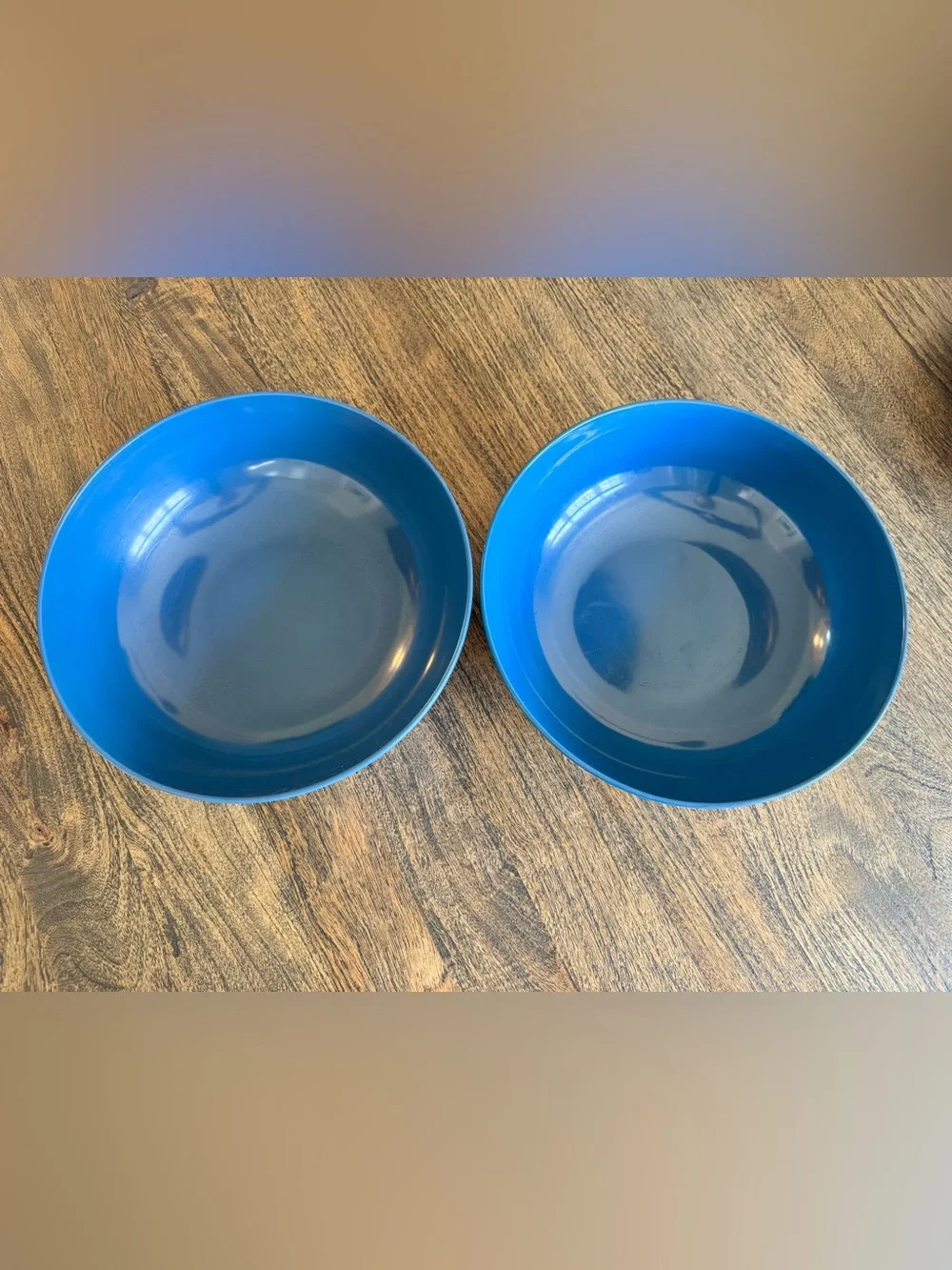 Set of 2 Large Blue Melamine Serving Bowls - 13” | Dishwasher Safe